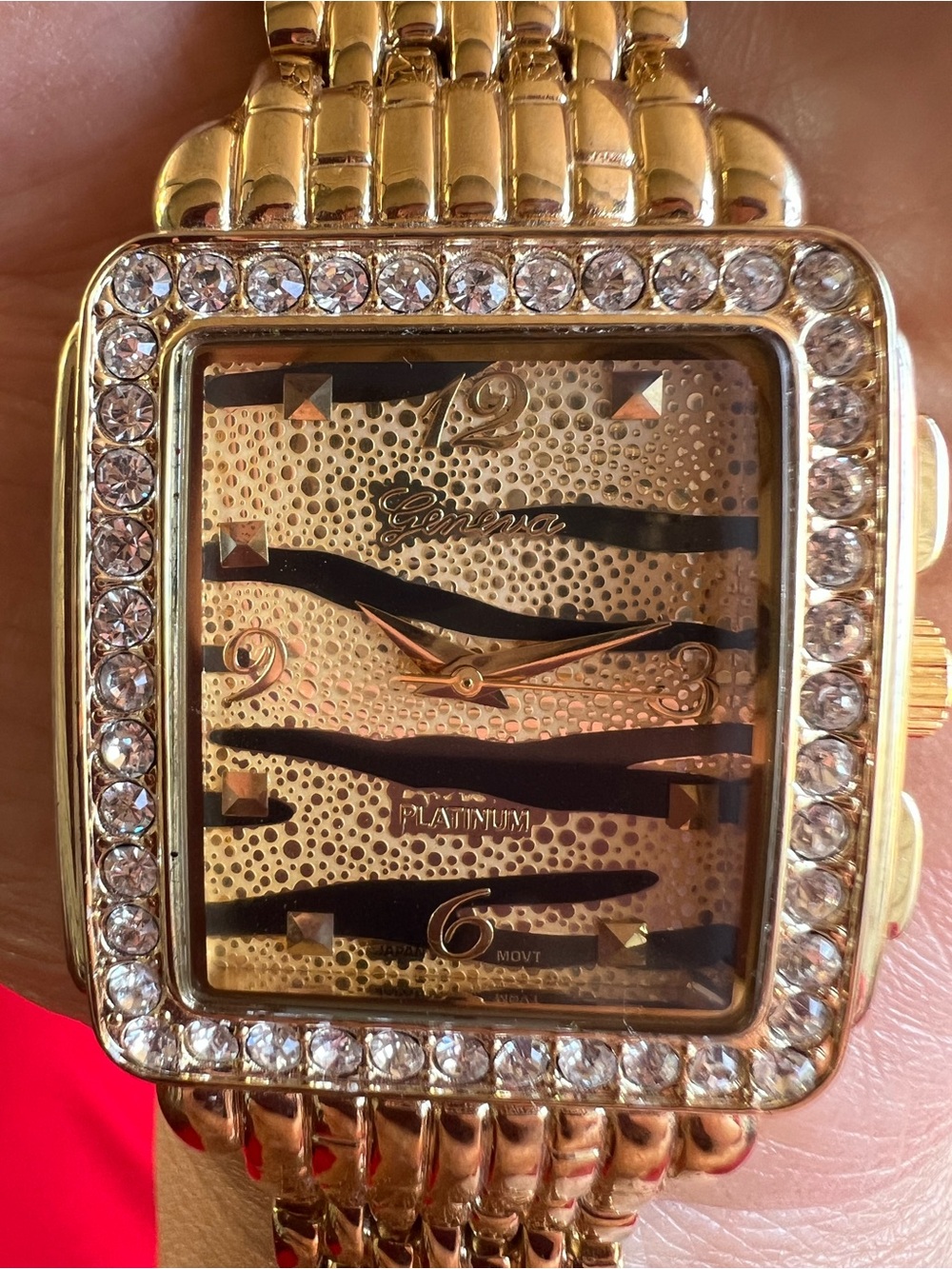 Y2K Gold Crystal-Accent Women's Watch Bracelet Zebra - Picture 4 of 5